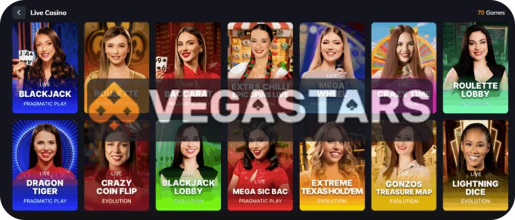 Vegastars Live Casino